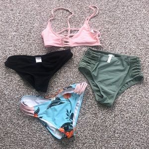 Lot of 3 bikini bottoms and 1 top!